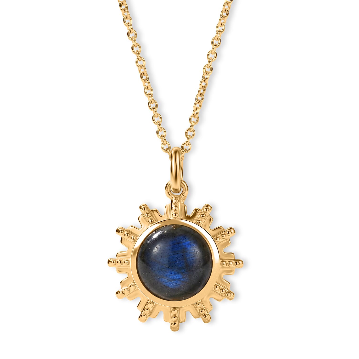 EverTrue - Labradorite Solitaire Pendant with Chain (Size 20) in Yellow Gold Tone 7.00 Ct.