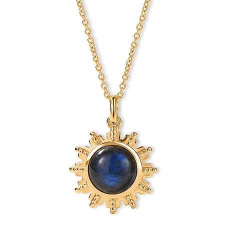 EverTrue - Labradorite Solitaire Pendant with Chain (Size 20) in Yellow Gold Tone 7.00 Ct.