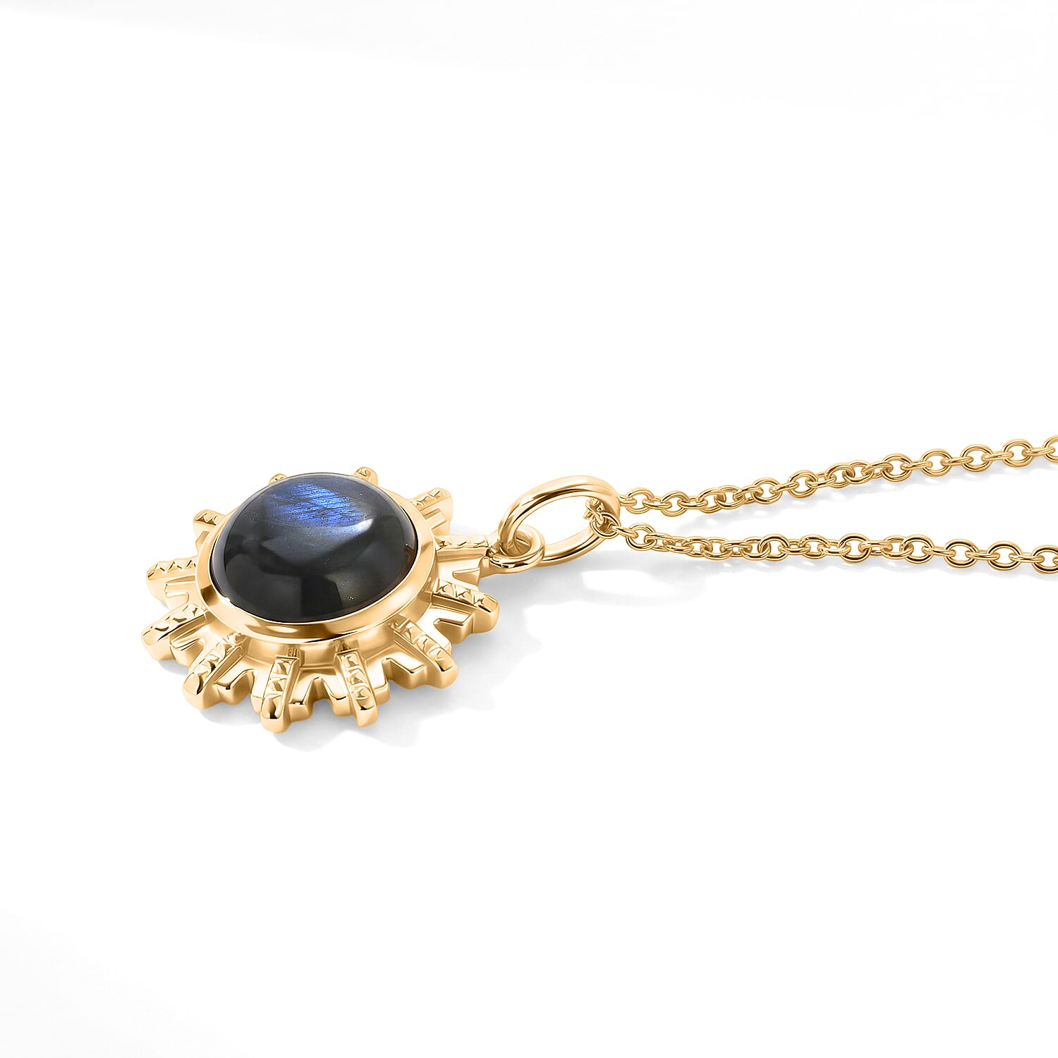 EverTrue - Labradorite Solitaire Pendant with Chain (Size 20) in Yellow Gold Tone 7.00 Ct.