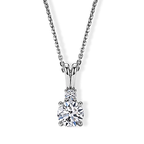 Luxuriant - SGL Certified Lab Grown Diamond (SI-G-H) Pendant with Chain (Size 20) in Rhodium Overlay Sterling Silver 1.15 Ct.