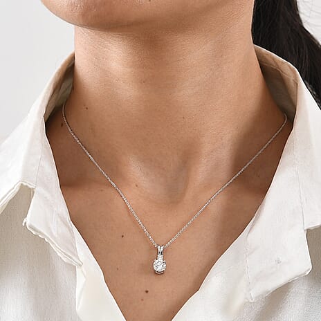 Luxuriant - SGL Certified Lab Grown Diamond (SI-G-H) Pendant with Chain (Size 20) in Rhodium Overlay Sterling Silver 1.15 Ct.