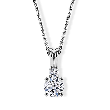 Luxuriant - SGL Certified Lab Grown Diamond (SI-G-H) Pendant with Chain (Size 20) in Rhodium Overlay Sterling Silver 1.15 Ct.