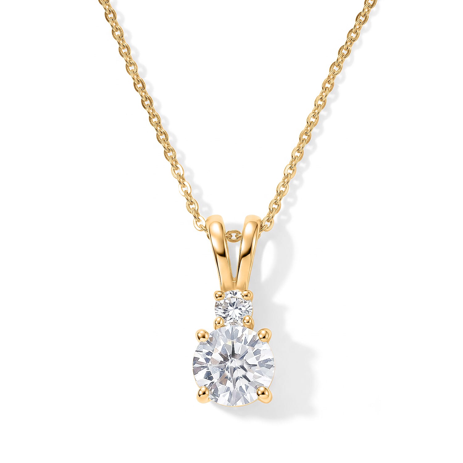 Luxuriant - SGL Certified Lab Grown Diamond (SI-G-H) Pendant with Chain (Size 20) in 18K Vermeil Yellow Gold Plated Sterling Silver 1.15 Ct.