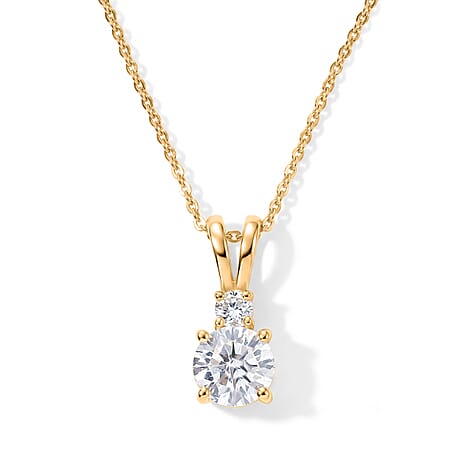 Luxuriant - SGL Certified Lab Grown Diamond (SI-G-H) Pendant with Chain (Size 20) in 18K Vermeil Yellow Gold Plated Sterling Silver 1.15 Ct.