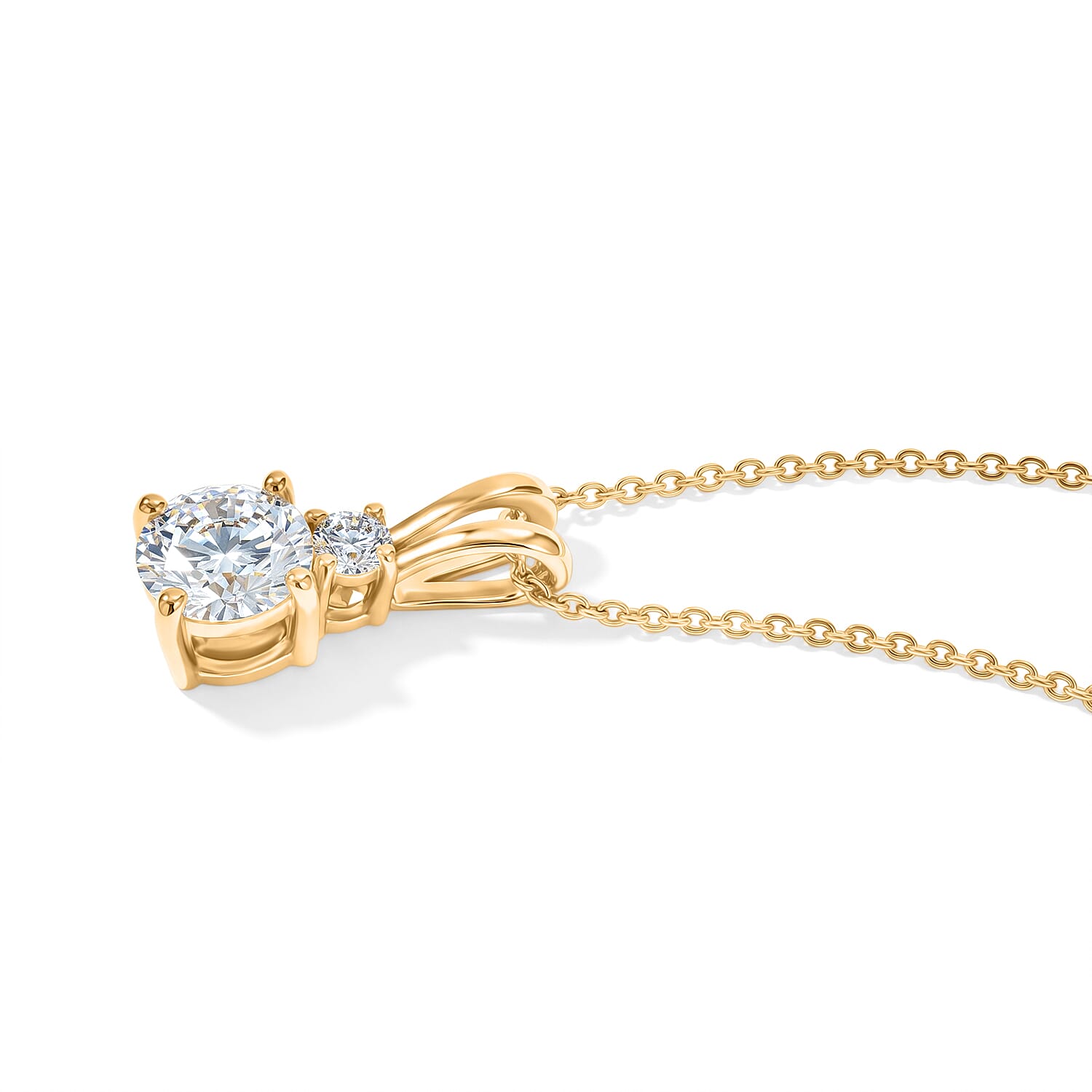 Luxuriant - SGL Certified Lab Grown Diamond (SI-G-H) Pendant with Chain (Size 20) in 18K Vermeil Yellow Gold Plated Sterling Silver 1.15 Ct.
