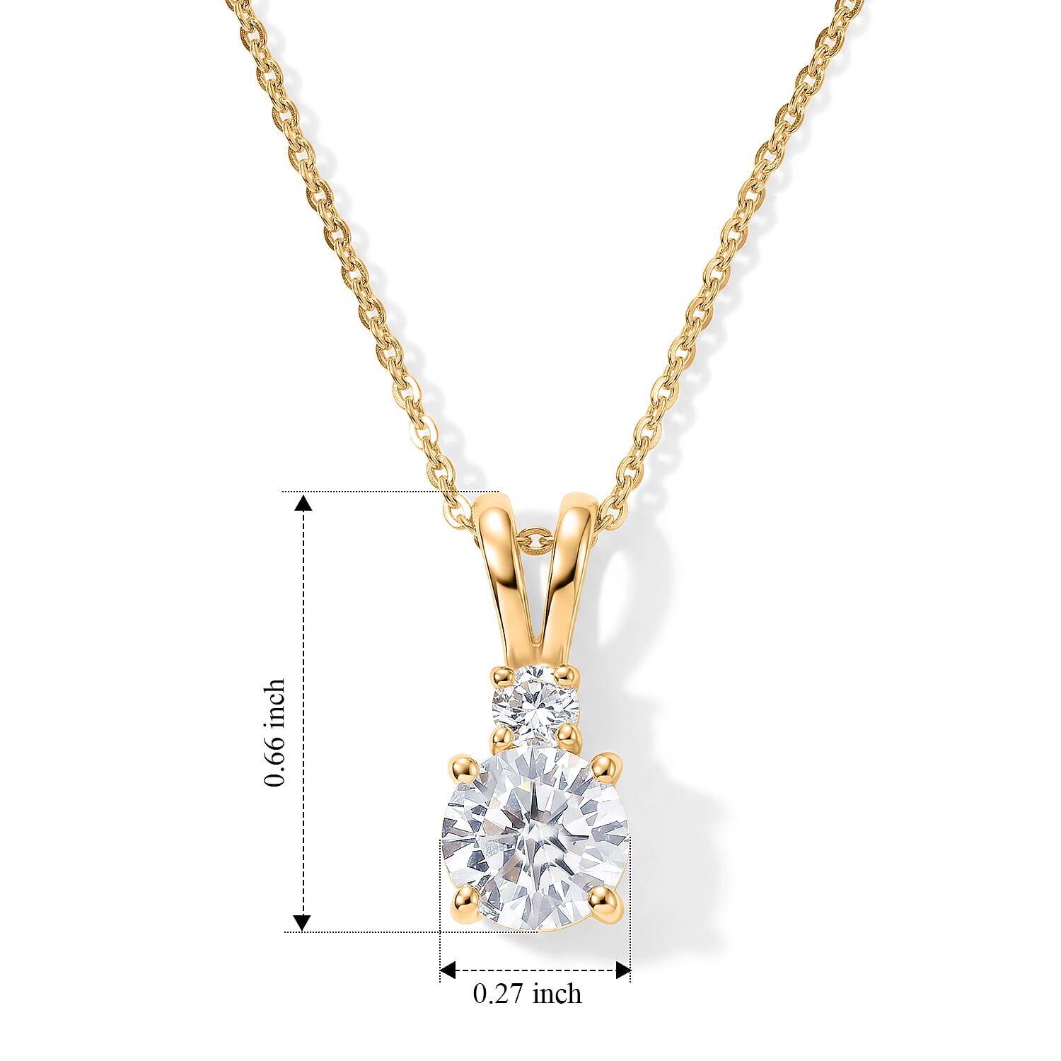 Luxuriant - SGL Certified Lab Grown Diamond (SI-G-H) Pendant with Chain (Size 20) in 18K Vermeil Yellow Gold Plated Sterling Silver 1.15 Ct.