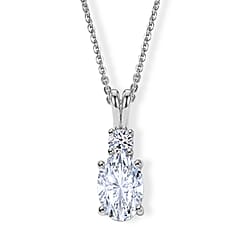 Luxuriant - SGL Certified Lab Grown Diamond (SI-G-H) Pendant with Chain (Size 20) in Rhodium Overlay Sterling Silver 1.13 Ct.