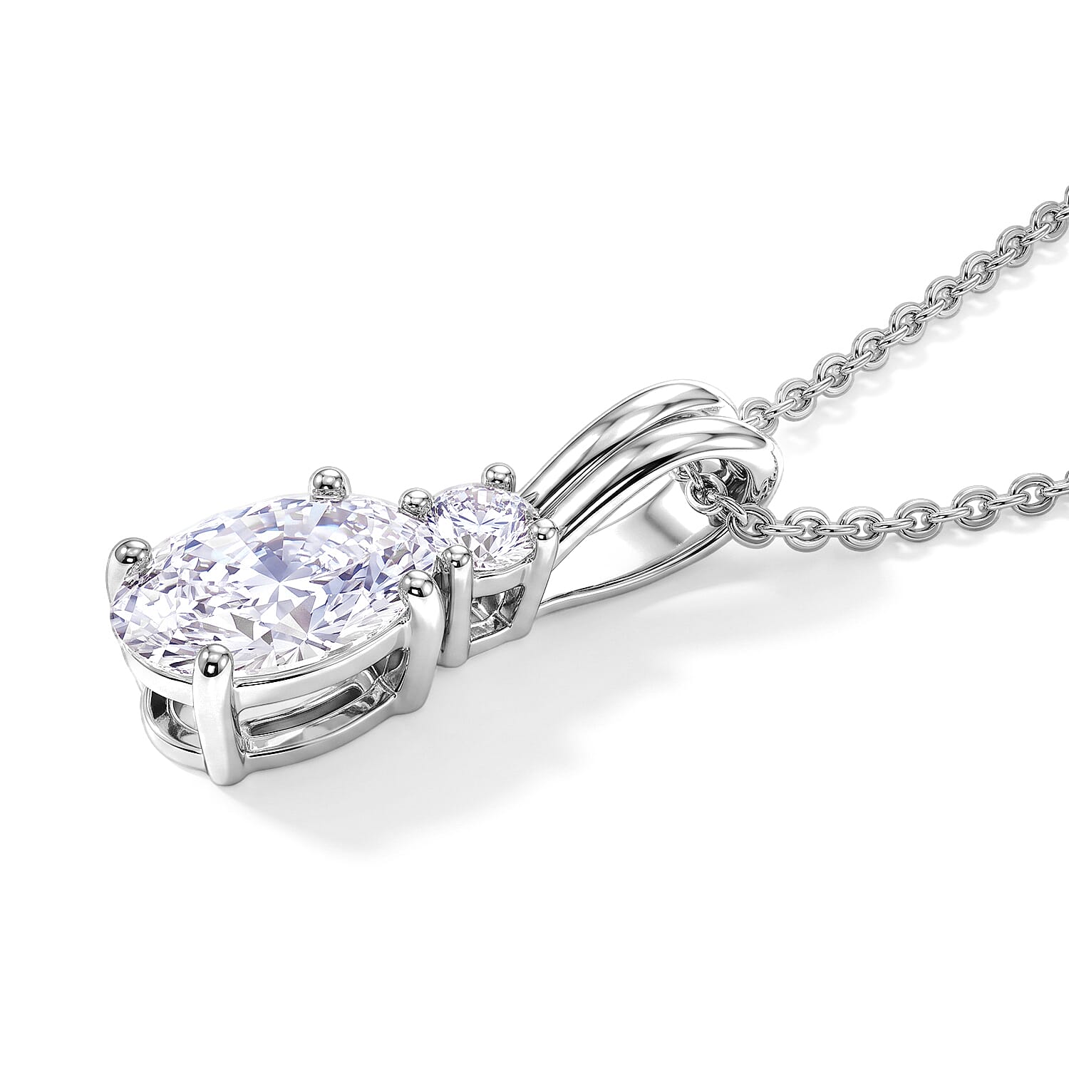 Luxuriant - SGL Certified Lab Grown Diamond (SI-G-H) Pendant with Chain (Size 20) in Rhodium Overlay Sterling Silver 1.13 Ct.