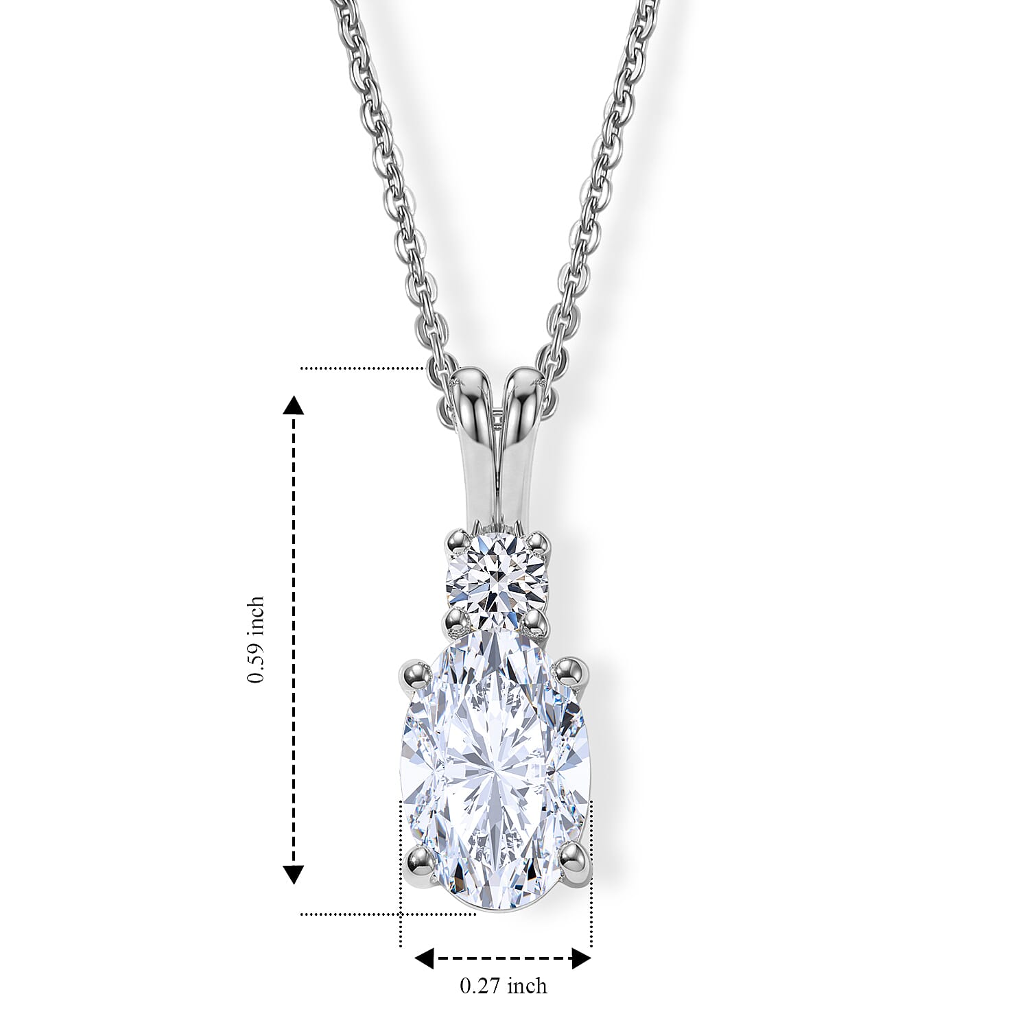 Luxuriant - SGL Certified Lab Grown Diamond (SI-G-H) Pendant with Chain (Size 20) in Rhodium Overlay Sterling Silver 1.13 Ct.