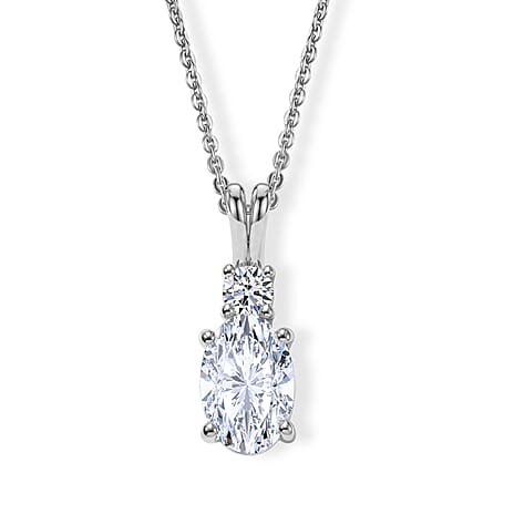 Luxuriant - SGL Certified Lab Grown Diamond (SI-G-H) Pendant with Chain (Size 20) in Rhodium Overlay Sterling Silver 1.13 Ct.