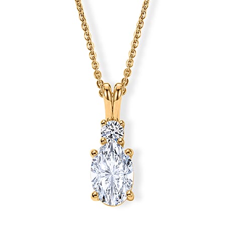 Luxuriant - SGL Certified Lab Grown Diamond (SI-G-H) Pendant with Chain (Size 20) in 18K Vermeil Yellow Gold Plated Sterling Silver 1.13 Ct.