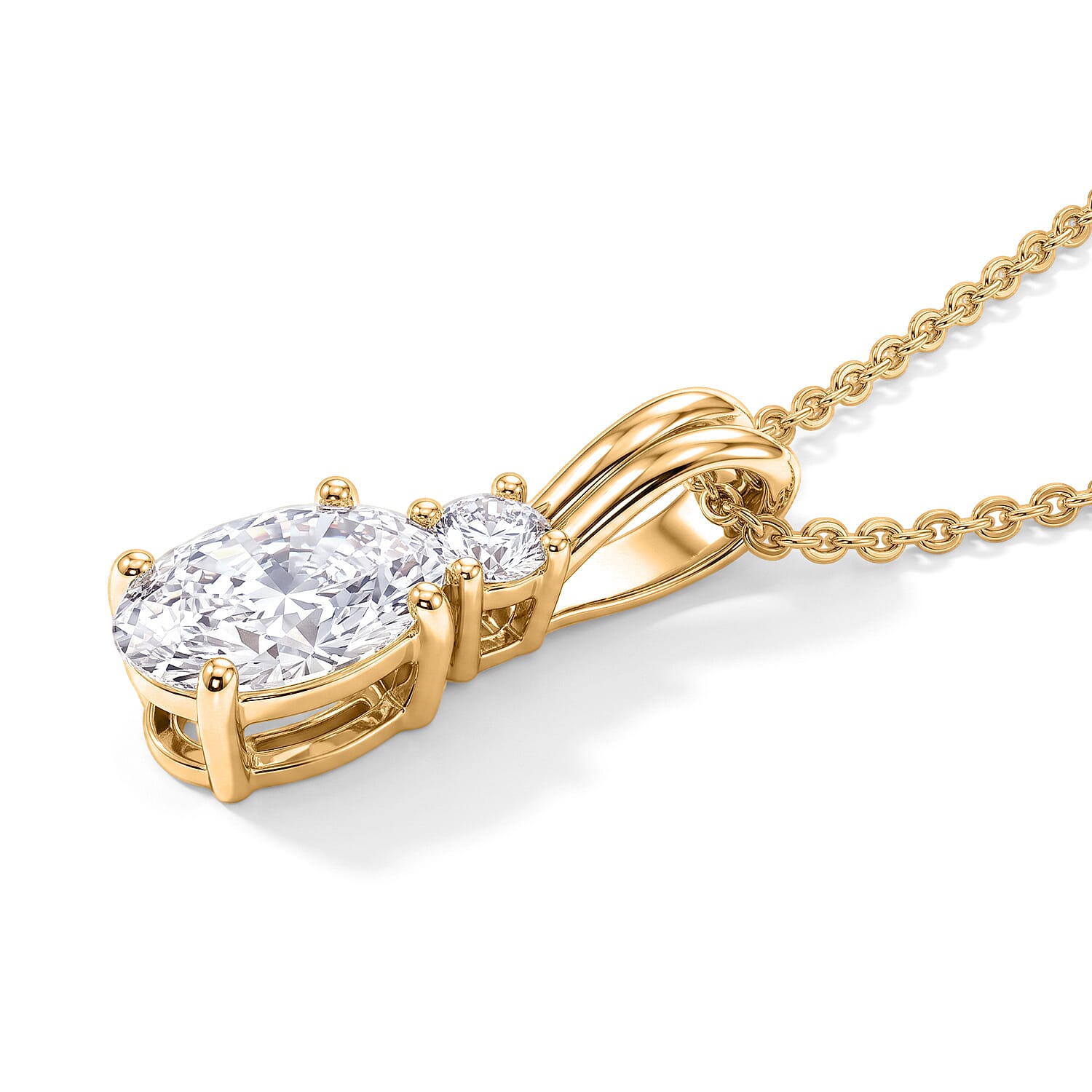 Luxuriant - SGL Certified Lab Grown Diamond (SI-G-H) Pendant with Chain (Size 20) in 18K Vermeil Yellow Gold Plated Sterling Silver 1.13 Ct.