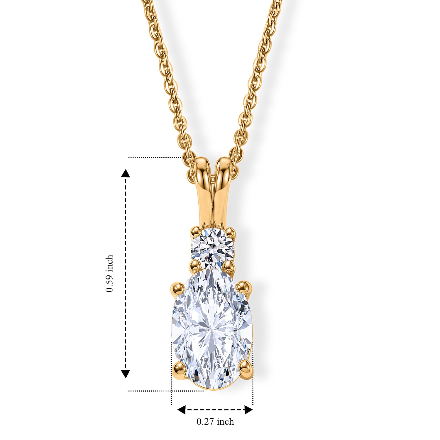 Luxuriant - SGL Certified Lab Grown Diamond (SI-G-H) Pendant with Chain (Size 20) in 18K Vermeil Yellow Gold Plated Sterling Silver 1.13 Ct.