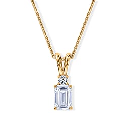 Luxuriant - SGL Certified Lab Grown Diamond (SI-G-H) Pendant with Chain (Size 20) in 18K Vermeil Yellow Gold Plated Sterling Silver 1.15 Ct.
