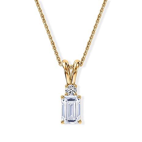 Luxuriant - SGL Certified Lab Grown Diamond (SI-G-H) Pendant with Chain (Size 20) in 18K Vermeil Yellow Gold Plated Sterling Silver 1.05 Ct.