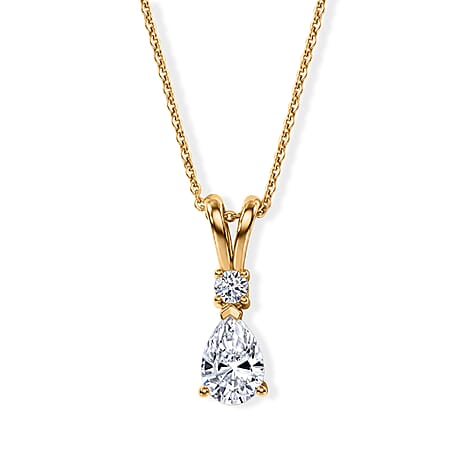 Luxuriant - SGL Certified Lab Grown Diamond (SI-G-H) Pendant with Chain (Size 20) in 18K Vermeil Yellow Gold Plated Sterling Silver 1.10 Ct.