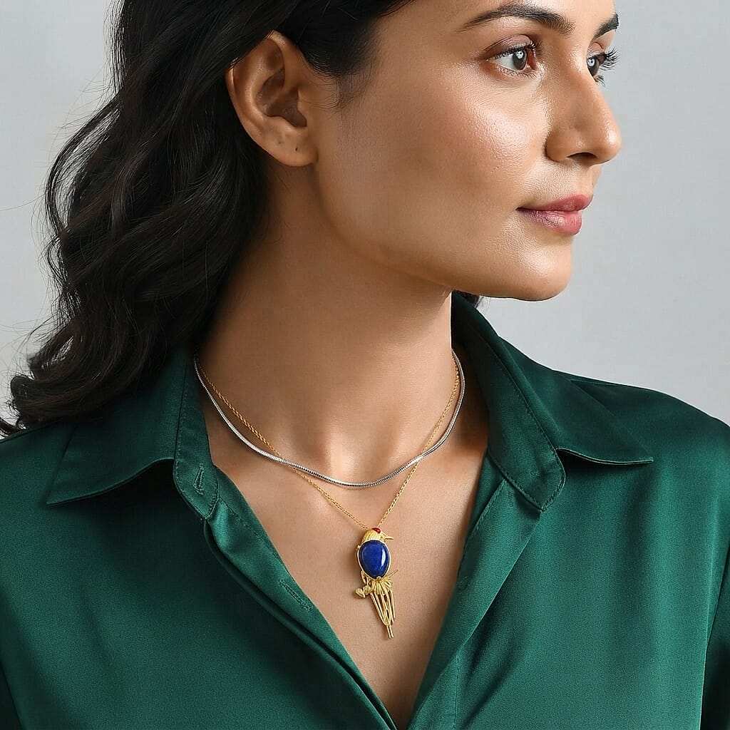 EverTrue - Lapis Lazuli Pendant with Chain (Size 20) in Yellow Gold Tone 10.20 Ct.
