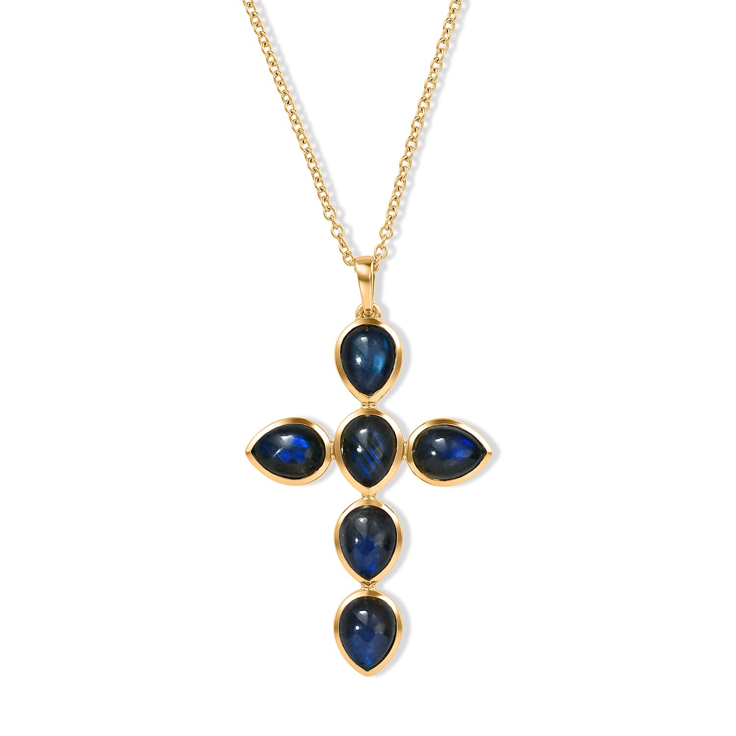 EverTrue - Labradorite Cross Pendant with Chain (Size 20)  7.86 Ct.