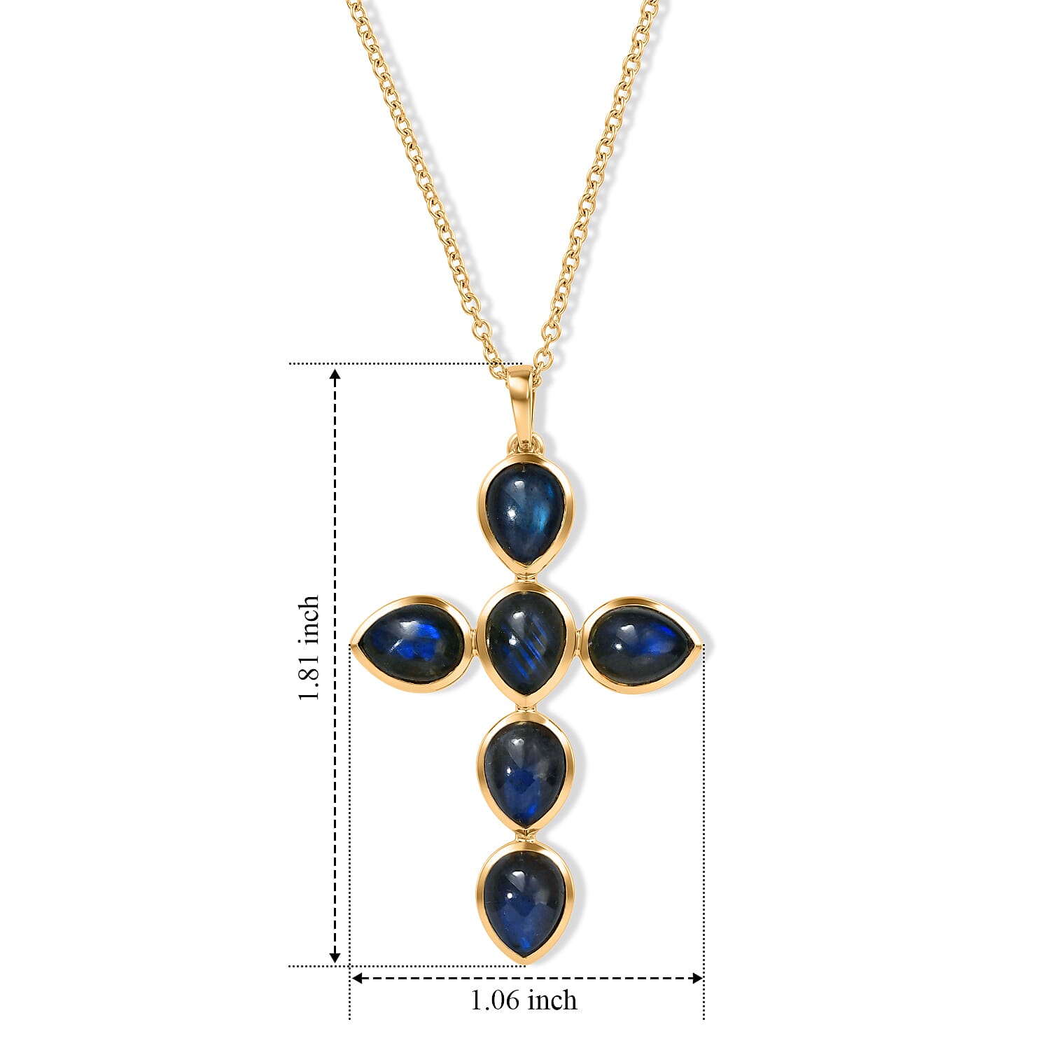 EverTrue - Labradorite Cross Pendant with Chain (Size 20)  7.86 Ct.