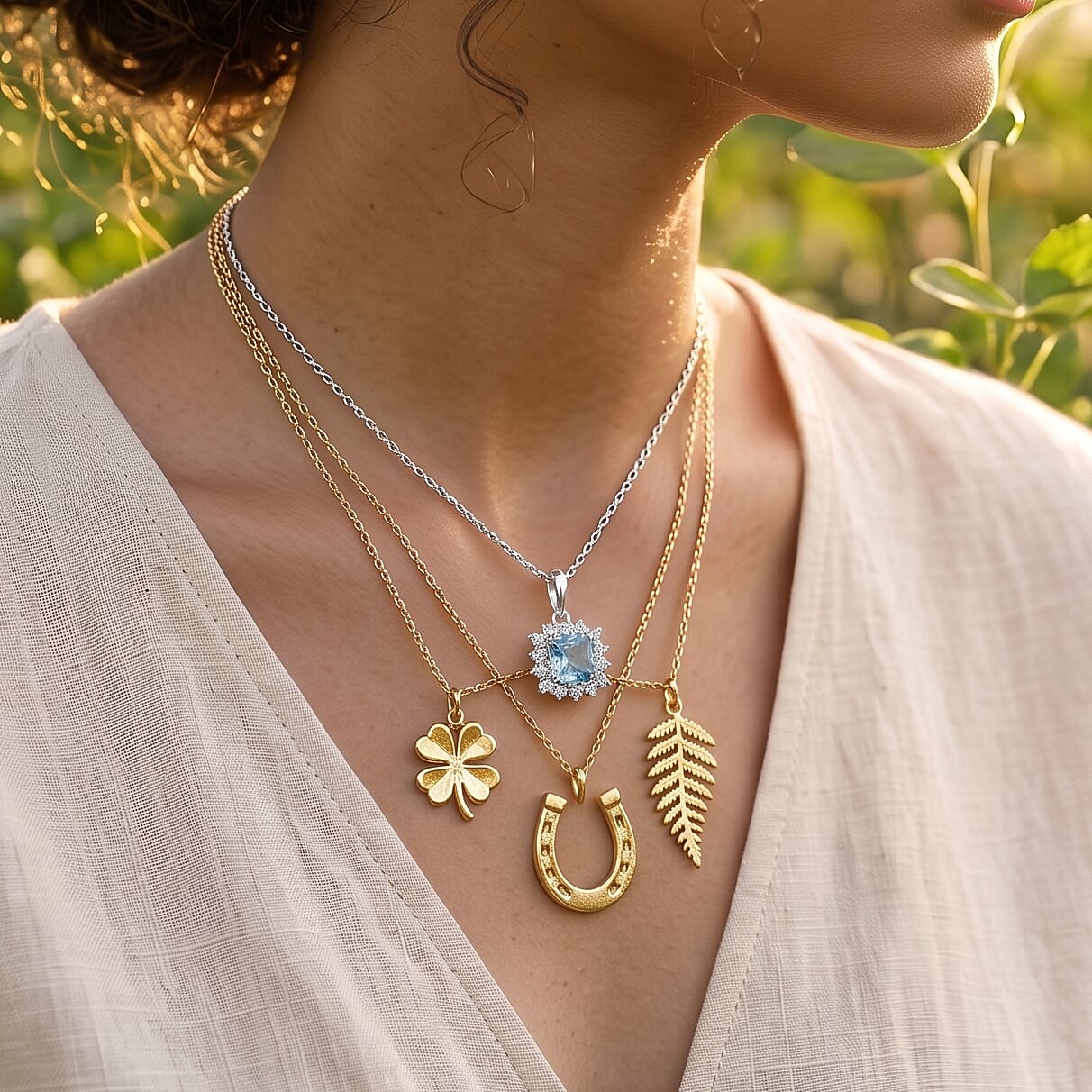 Blue Zircon,  Lab Grown Diamond Pendant with Chain (Size 20) in Rhodium Overlay Sterling Silver 0.40 ct  1.800  Ct.