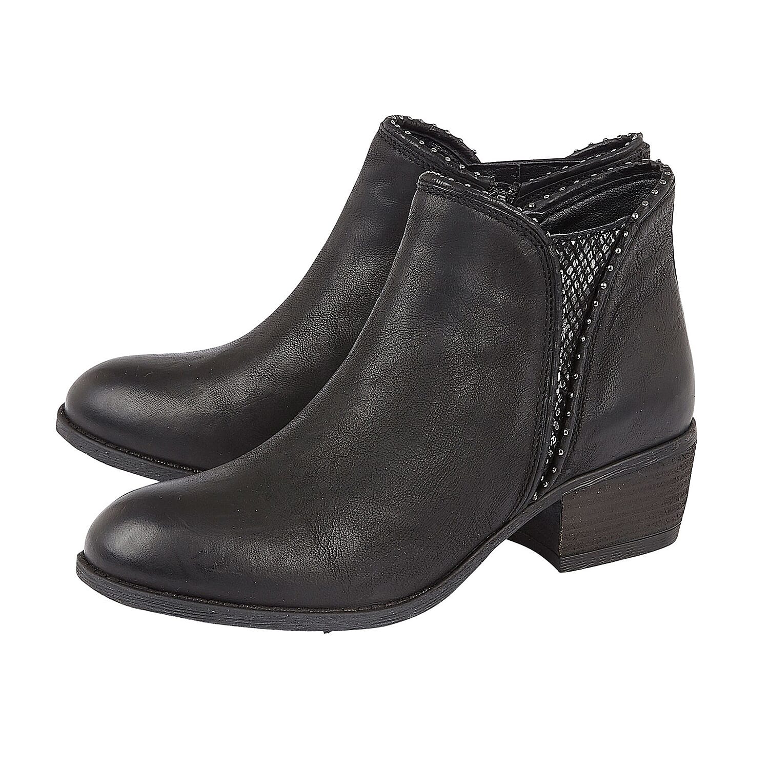 Lotus BENNY Block Heel Ankle Boots - Black