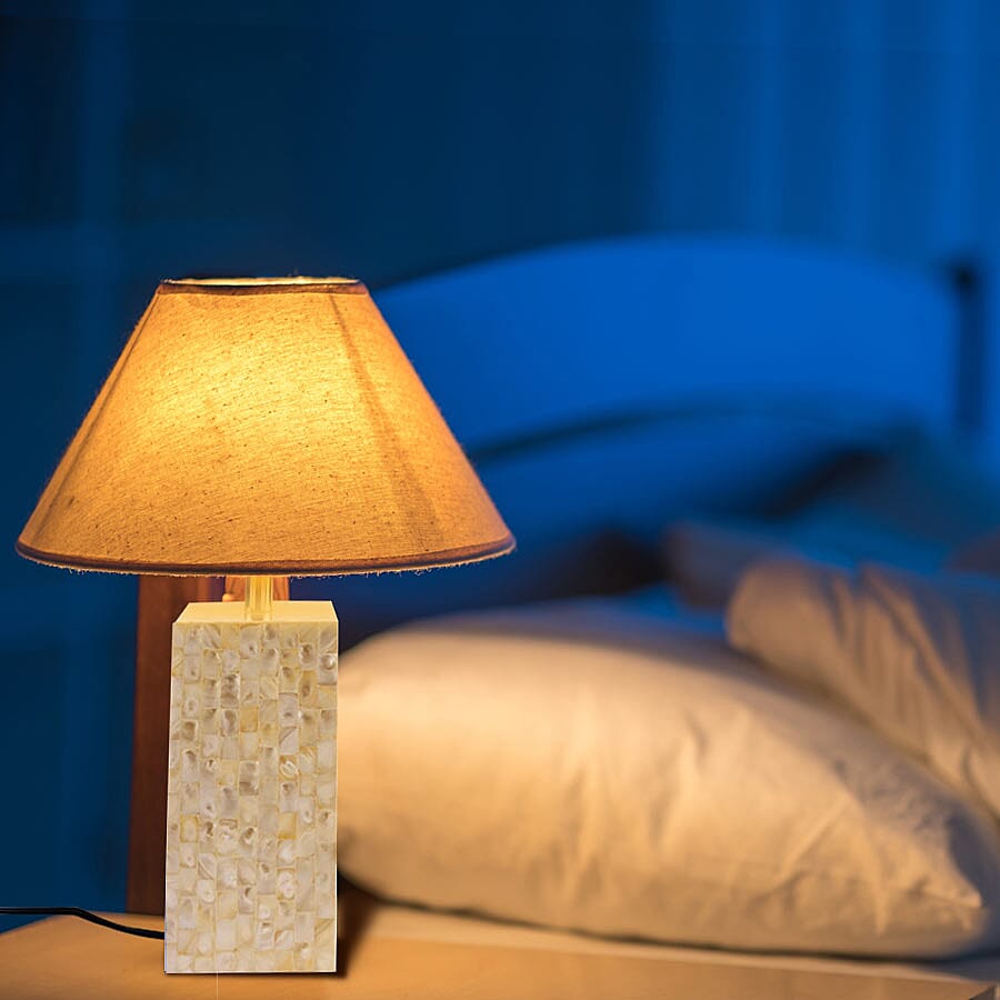 NAKKASHI - MOP Inlaid Table Lamp with Shade (IS-27) (44X10CM- WIRE LEN-67 CM) - IVORY