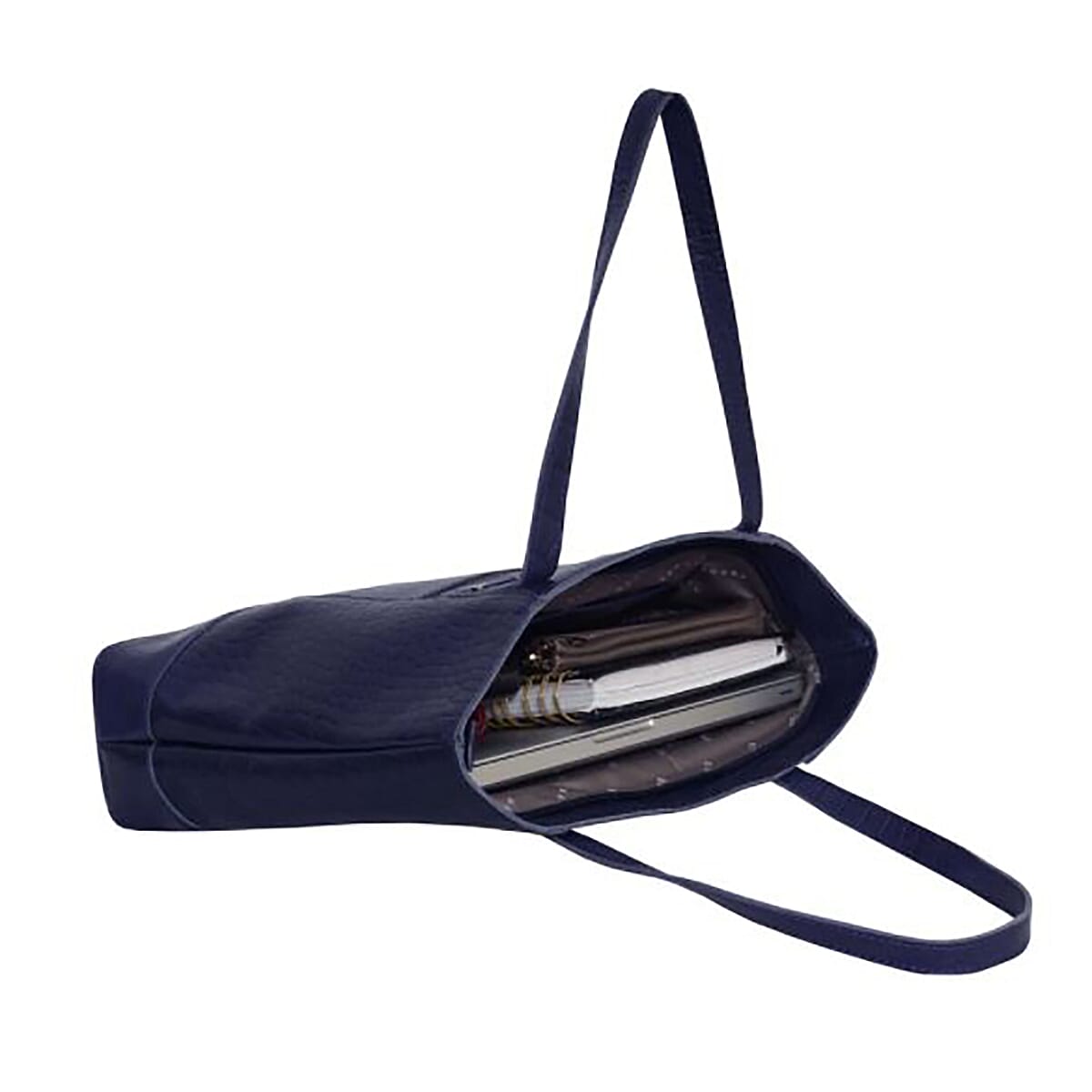Assots London HELENE - 100% Genuine Croc Leather Handbag (Size 39x26x10cm) - Navy