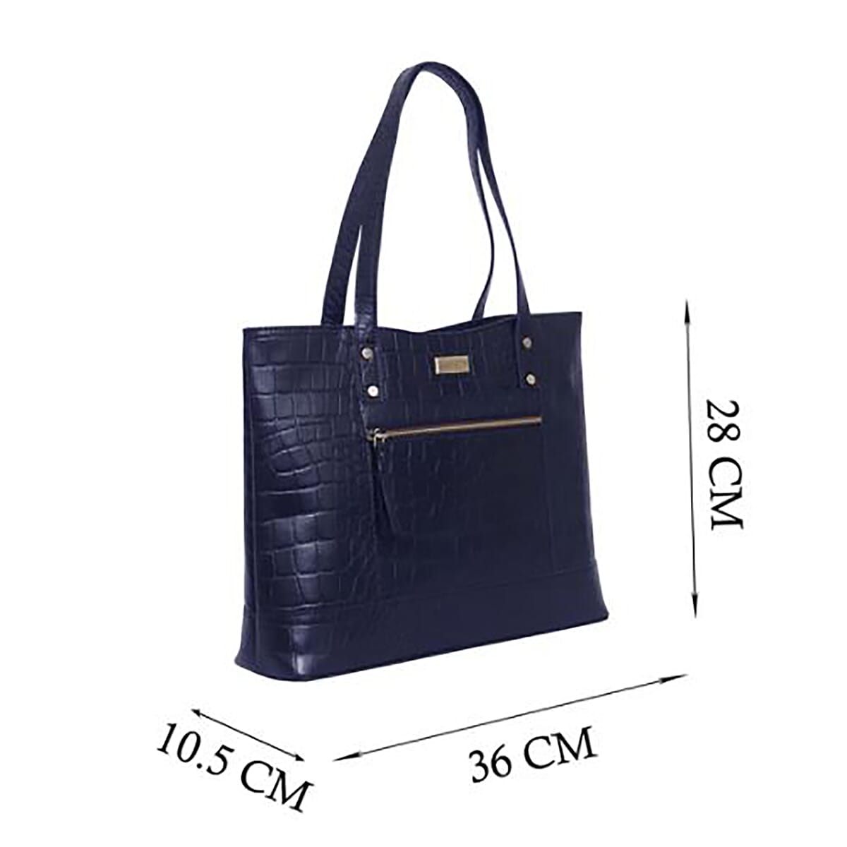 Assots London HELENE - 100% Genuine Croc Leather Handbag (Size 39x26x10cm) - Navy