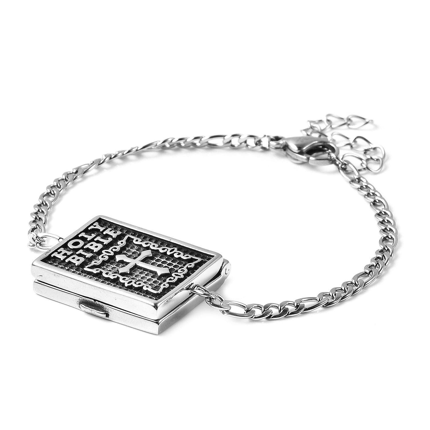 Holy Bible Bracelet (Size 7 with 1.5 Extender) in Stainless Steel