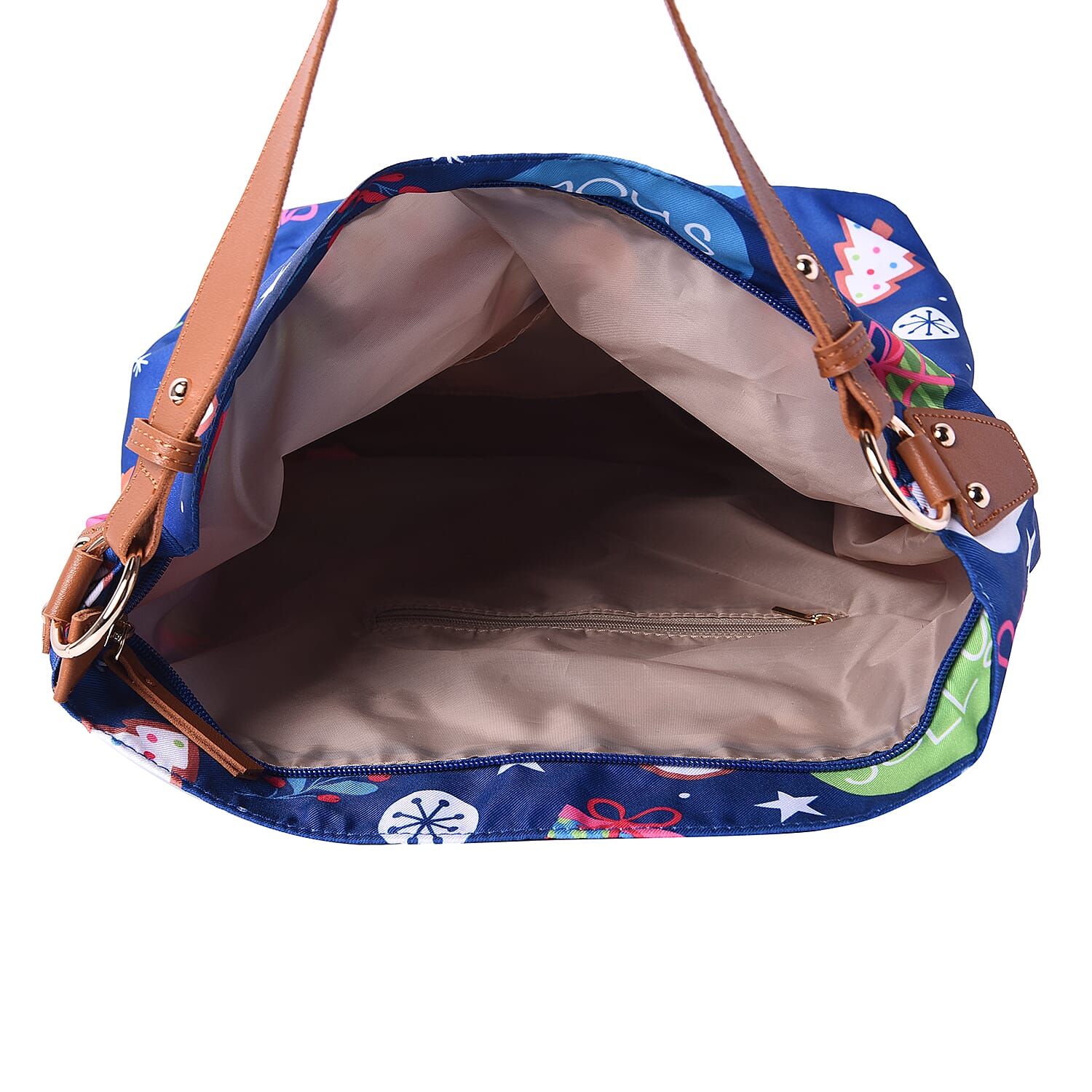 Snowman Print Tote Bag (34x14x37cm) - Teal