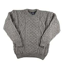 ARAN 100% Pure New Wool Sweater (Size M) - Grey
