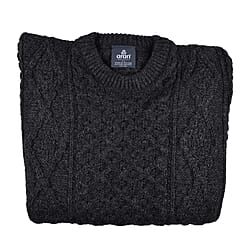 ARAN 100% Pure New Wool Sweater (Size M) - Charcoal