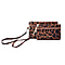 Set of 2 - 100% Genuine Leather Brown and Black Leopard Pattern RFID Clutch Wallet (18x10cm, 15x9cm)