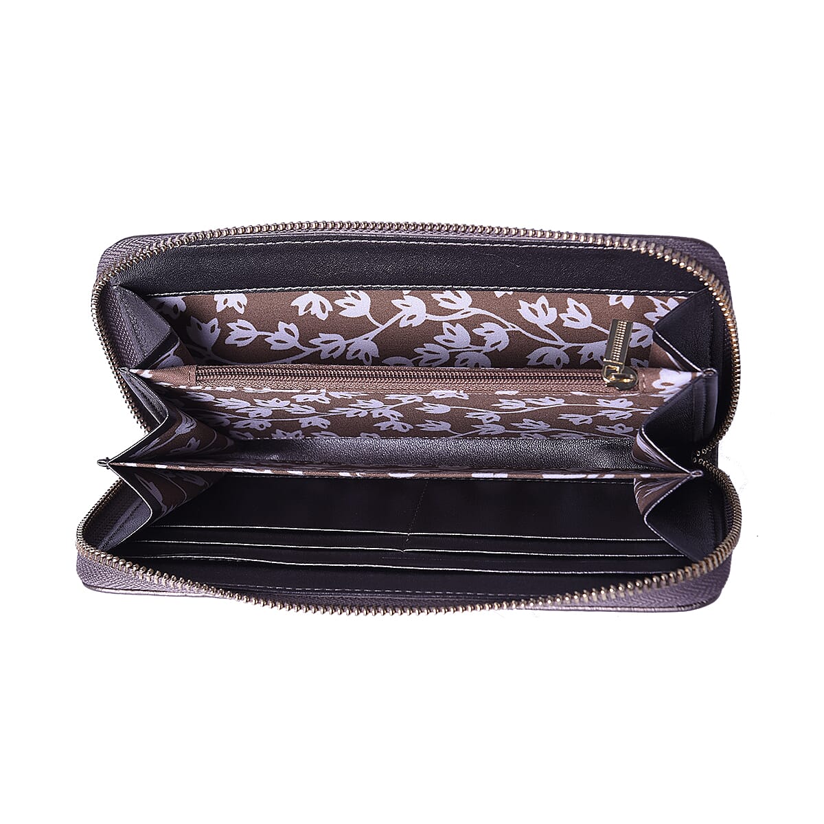 Sencillez 100% Genuine Leather RFID Protected Croc Embossed Wallet (Size 19x2x10cm) - Metallic Bronze