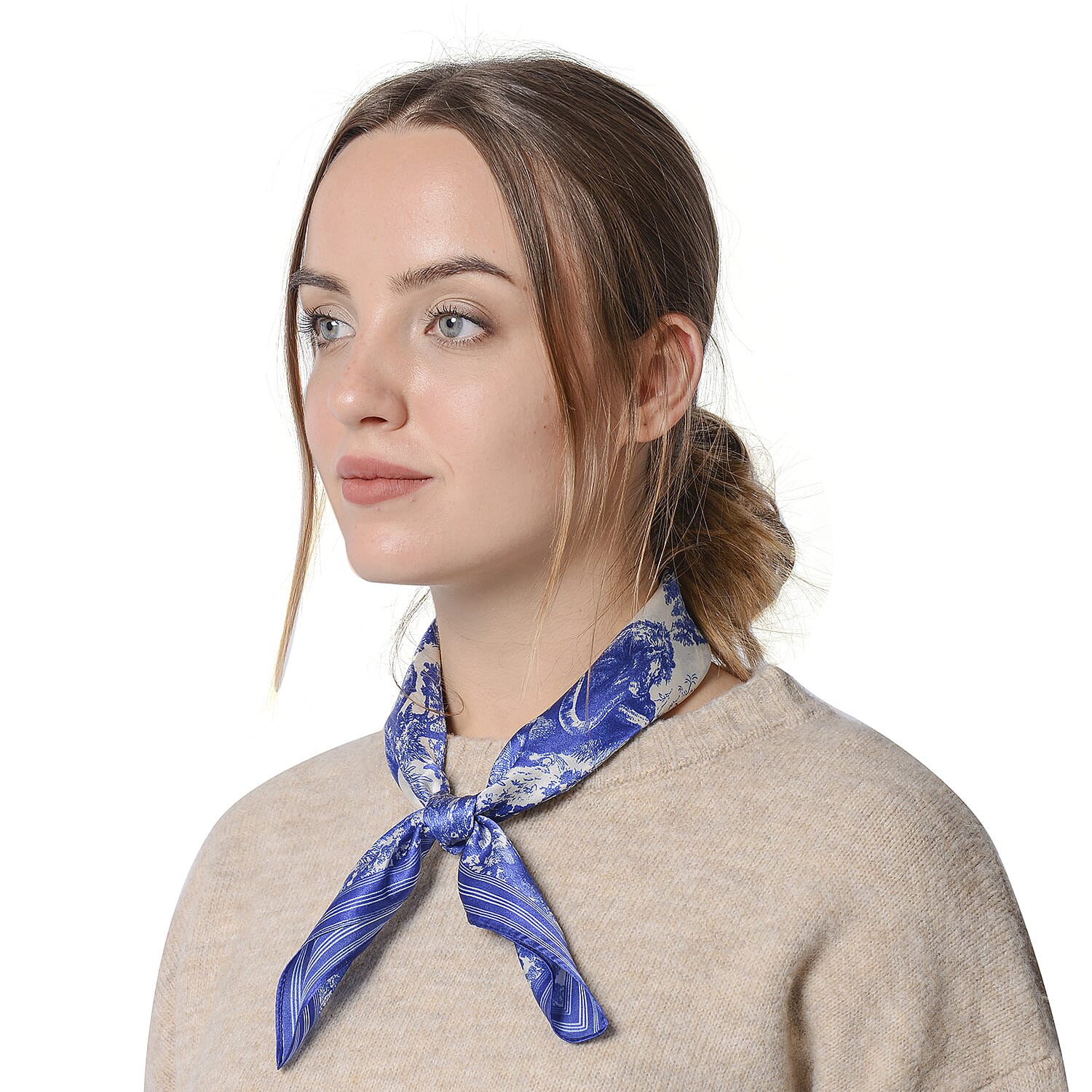 LA MAREY Pure 100% Mulberry Silk Scarf in Safari Print