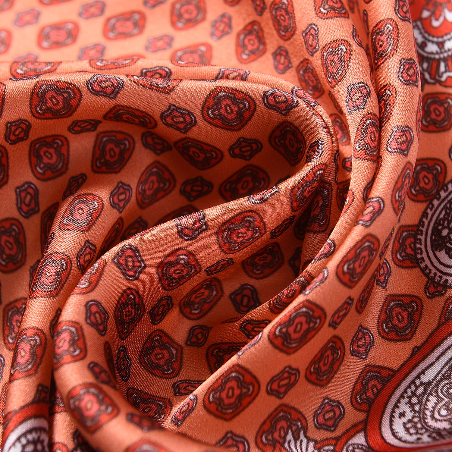 LA MAREY Pure 100% Mulberry Silk Scarf in Red Paisley Pattern