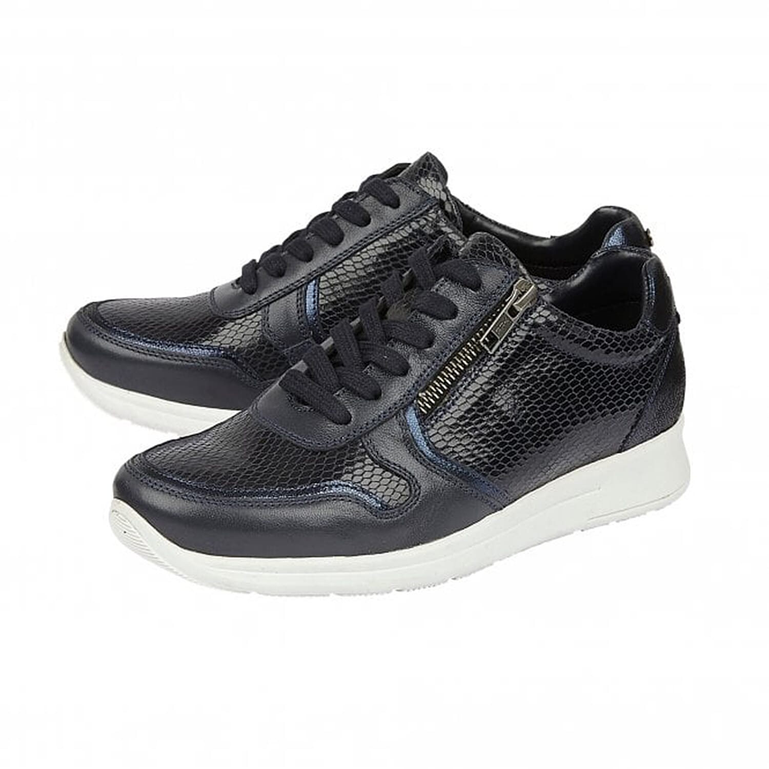 Lotus Stressless Black Pewter and Snake Leather Shira Casual Trainers