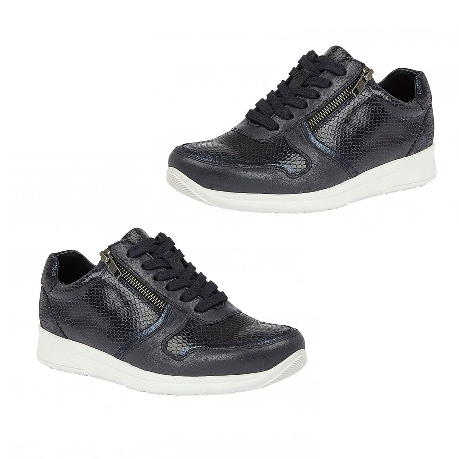 Lotus Stressless Black Pewter and Snake Leather Shira Casual Trainers