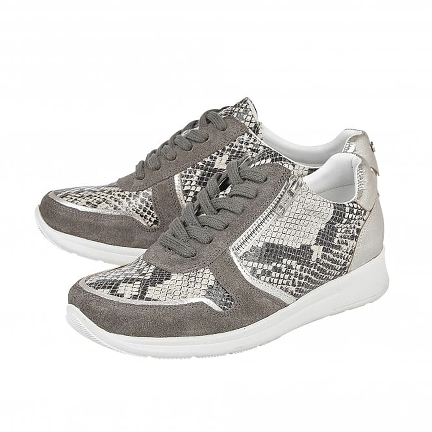 Lotus Stressless Black Pewter and Snake Leather Shira Casual Trainers