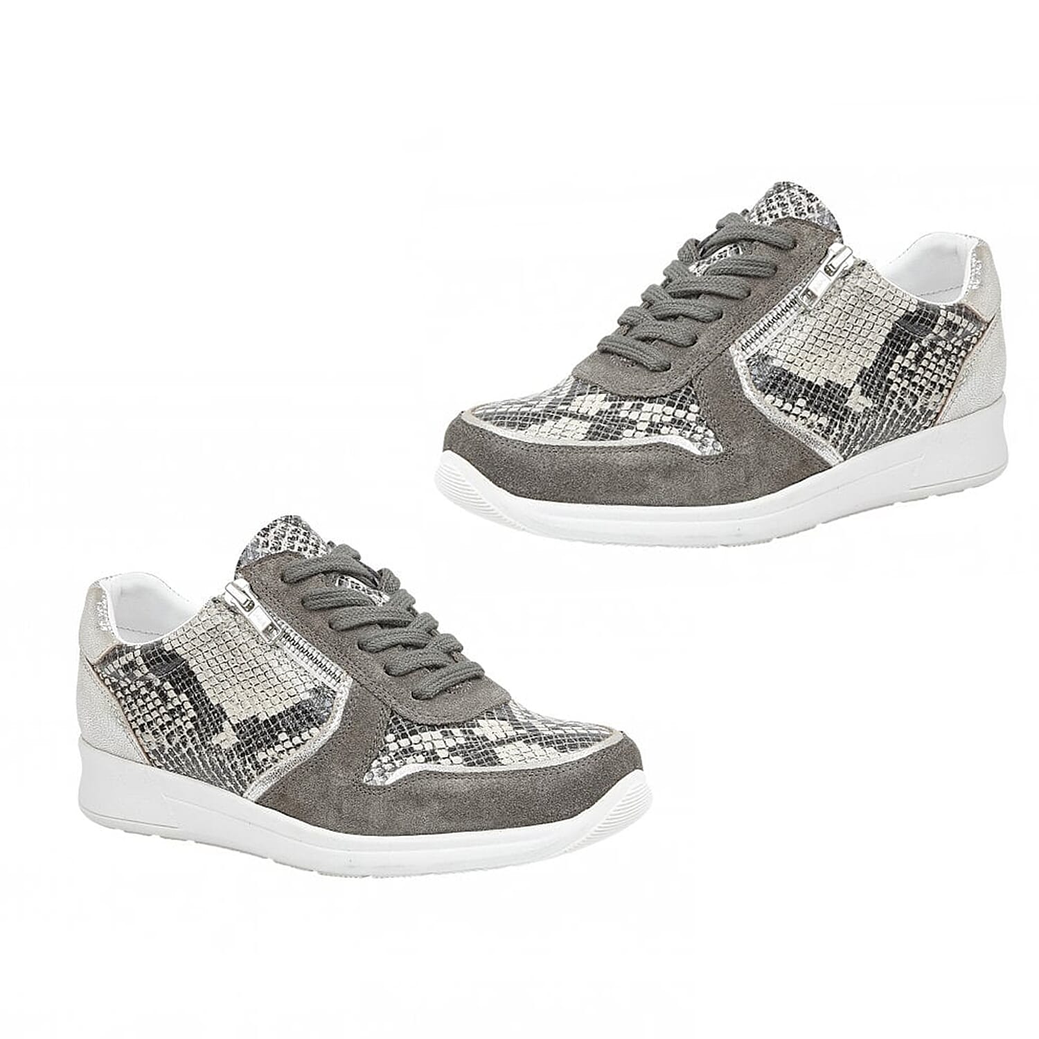 Lotus Stressless Black Pewter and Snake Leather Shira Casual Trainers