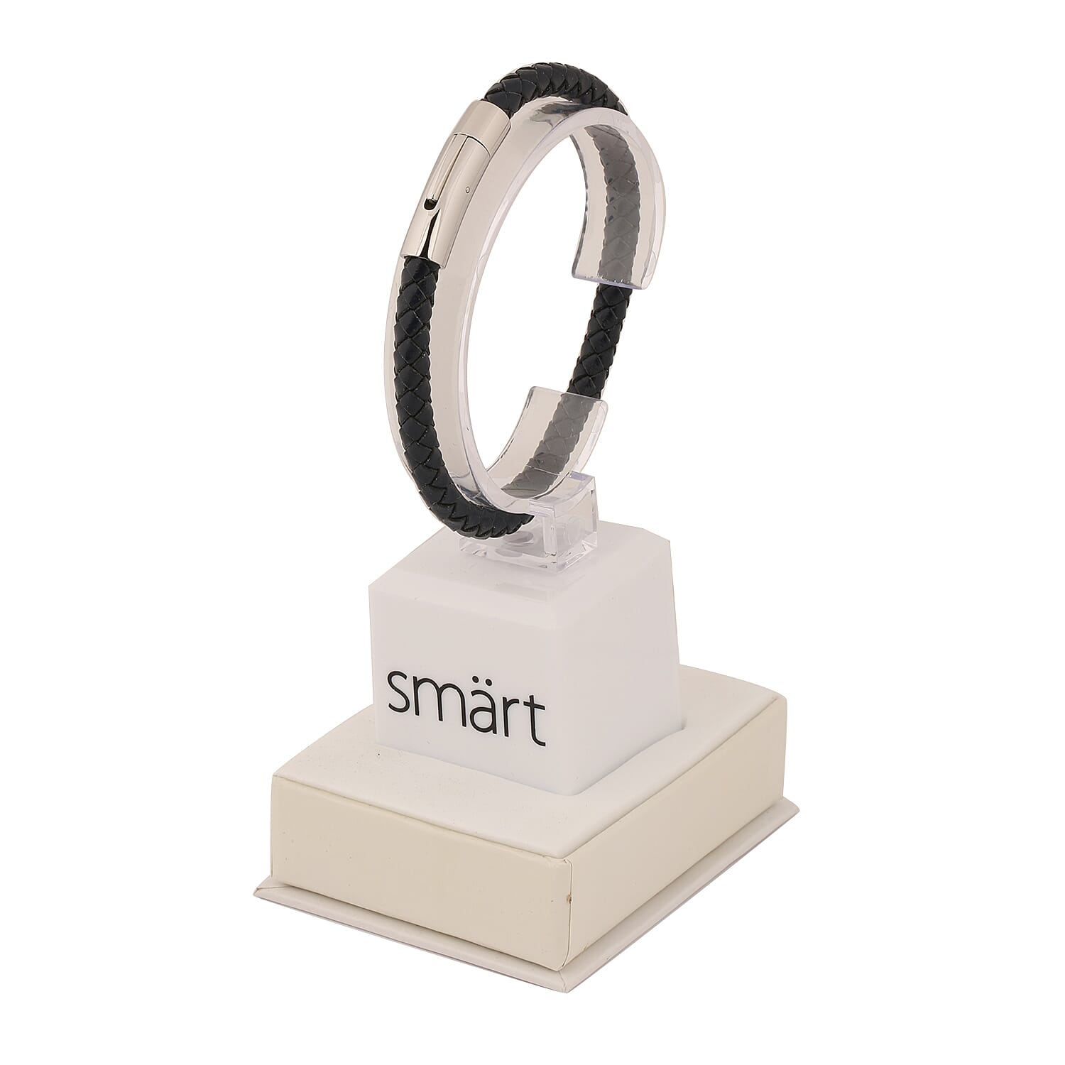 Blue Leather Bracelet (Size 8) in Stainless Steel