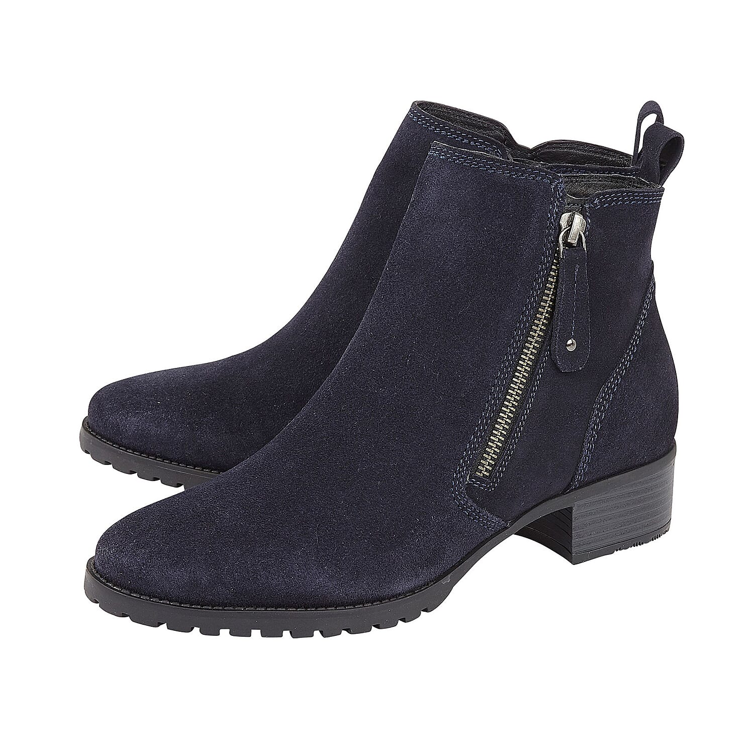 Lotus Stressless Navy Suede Samara Ankle Boots (Size 3)
