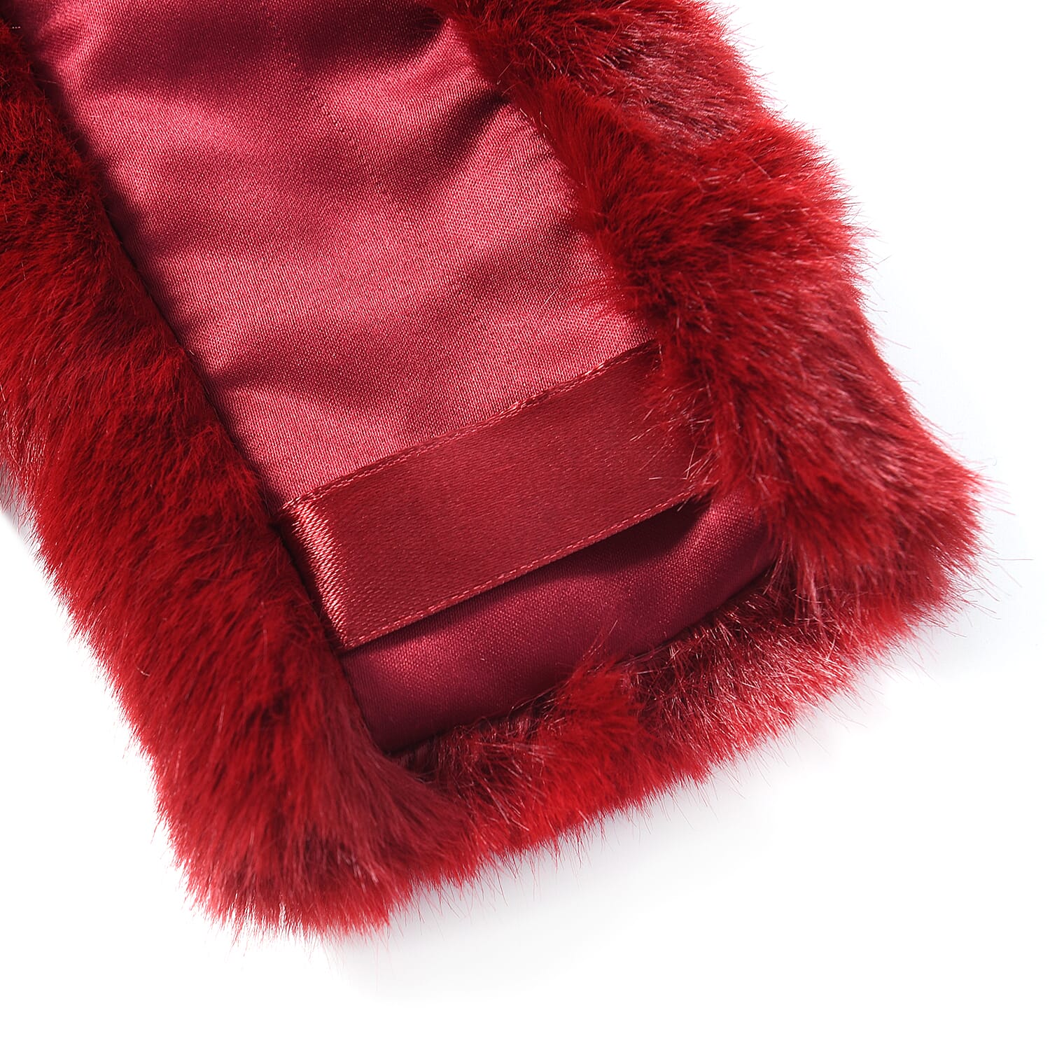 Wine Faux Fur Scarf (58x10cm) with Burgundy Leopard Print Satin Scarf (70x70cm)