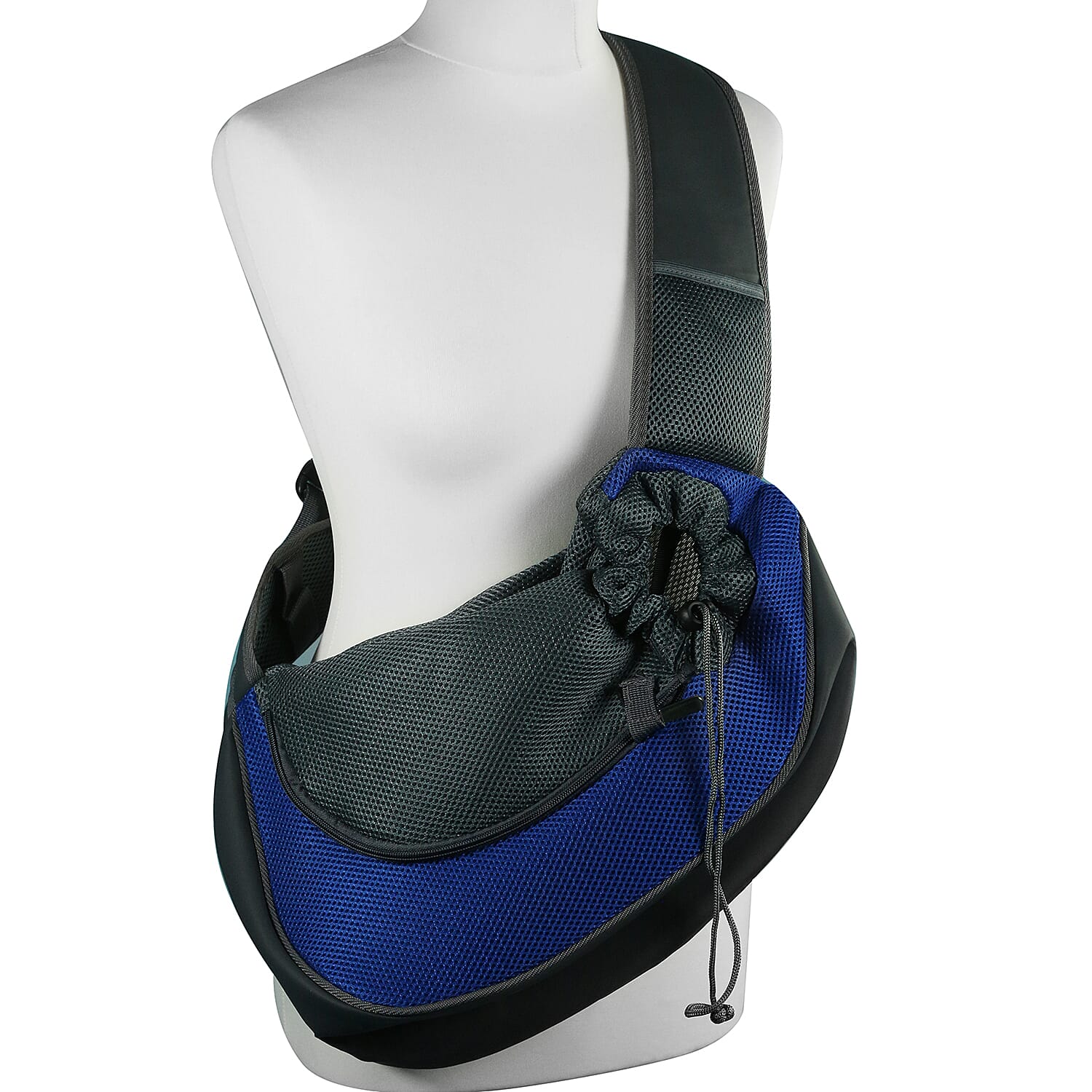 Grey and Dark Blue Pet Bag with Shoulder Strap - Max Wt. 4-5Kgs (Size 43x15x25cm)