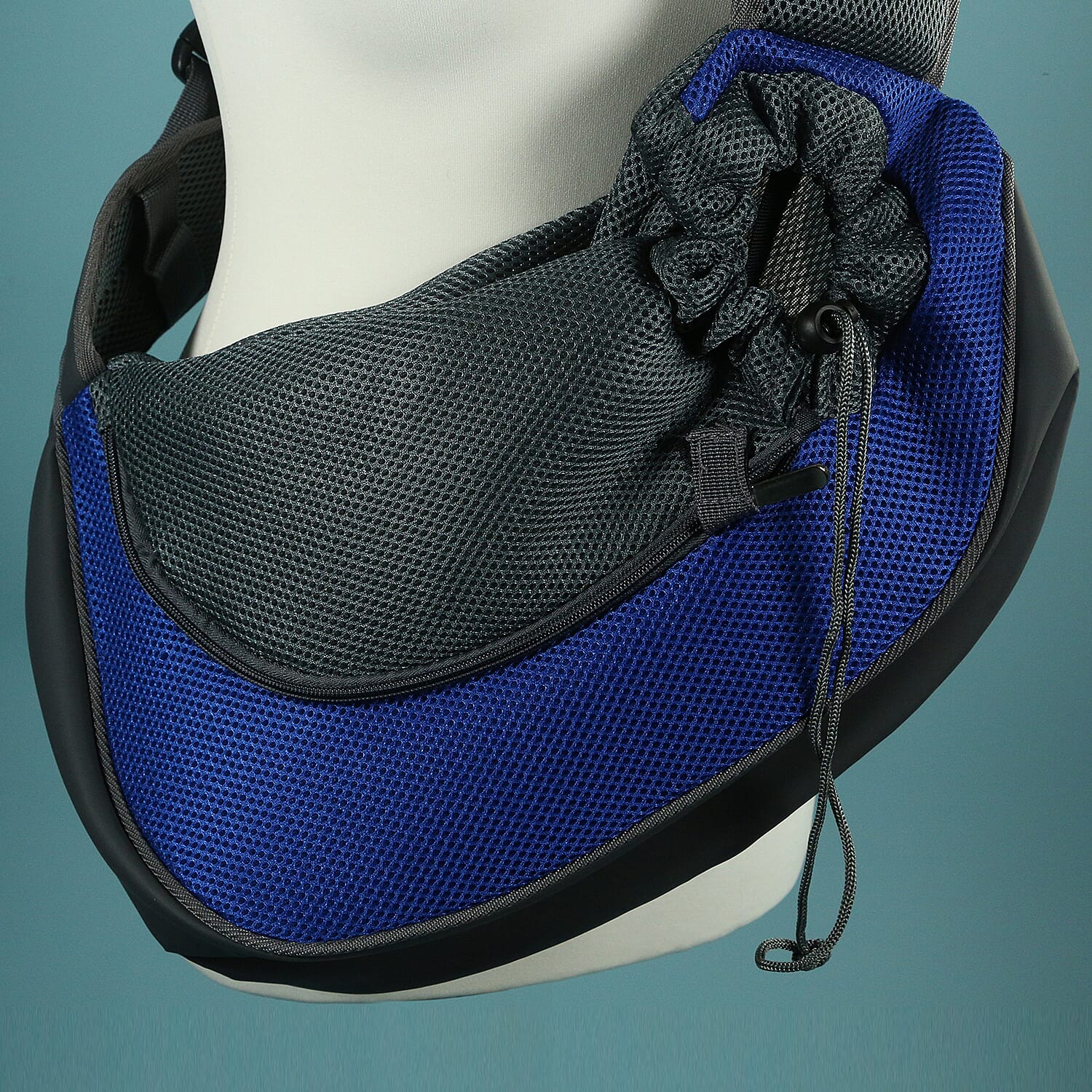 Grey and Dark Blue Pet Bag with Shoulder Strap - Max Wt. 4-5Kgs (Size 43x15x25cm)
