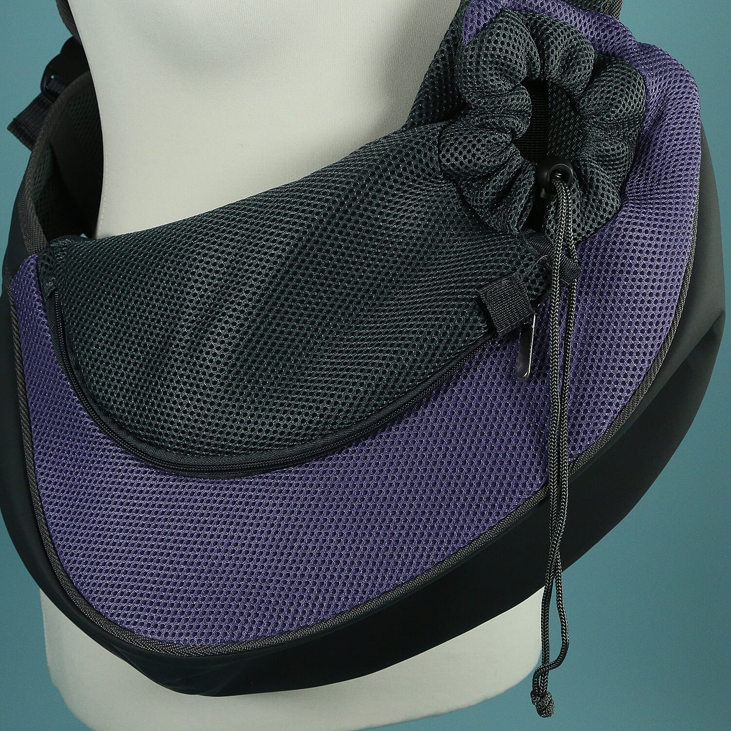 Grey and Purple Pet Bag with Shoulder Strap (Size 43x15x25cm)