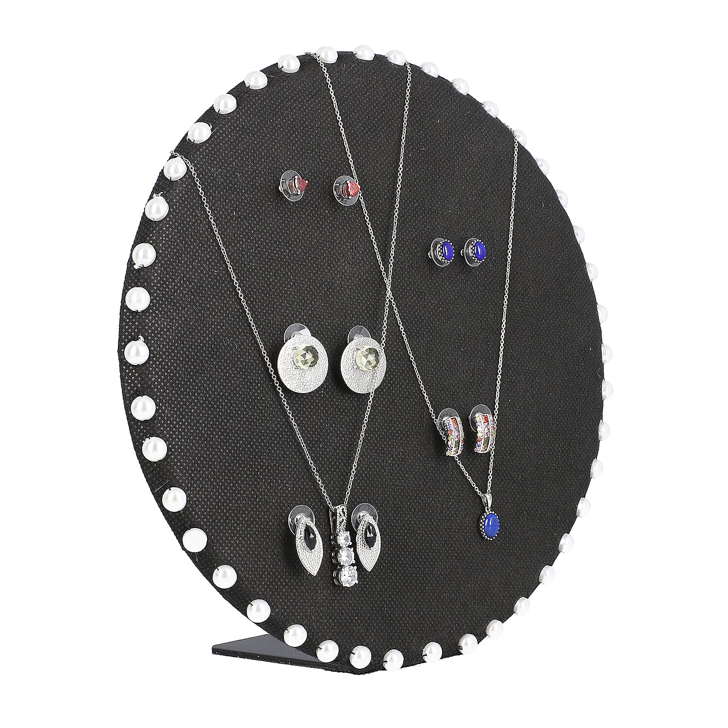 Table & Wall Jewellery Holder with Beaded Border (Colour- Black; Dimension- 25.5 x 25.5 x 7 cm.; Weight- Approx 550 grms.)