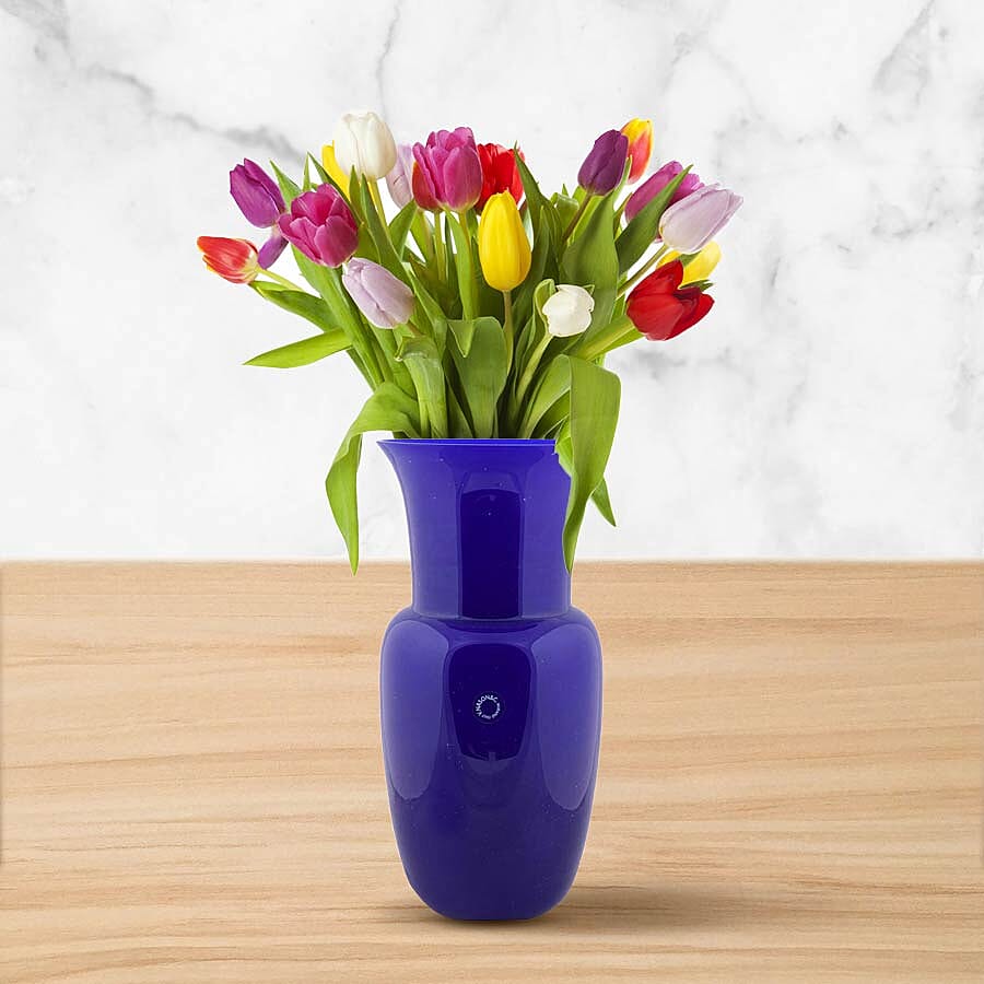 Made In Italy - Authentic Murano Glass Vase -  Blue