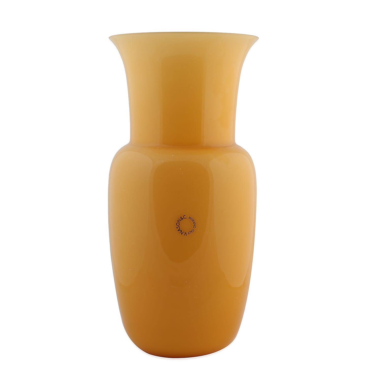 Made In Italy - Authentic Murano Glass Vase -  Mustard