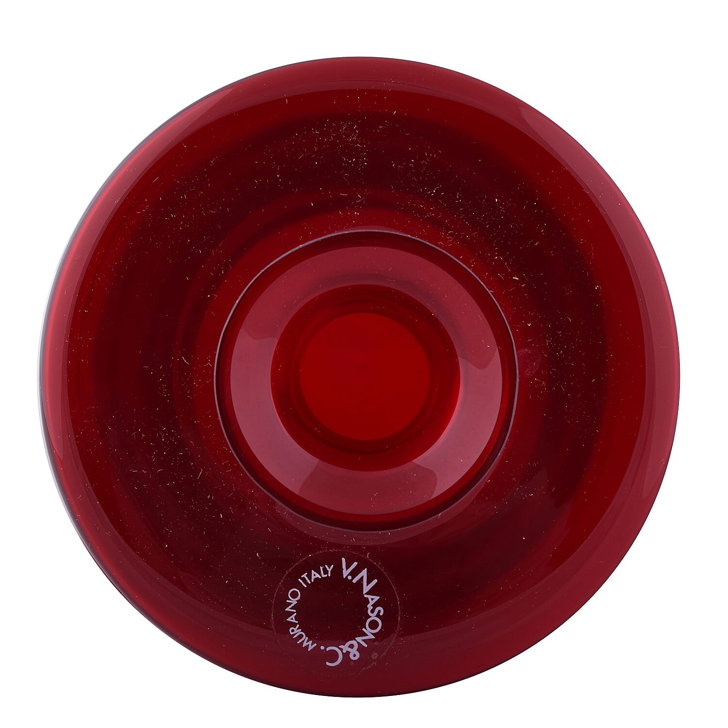 Made In Italy - Authentic Murano Pot Shape Glass Vase - Red